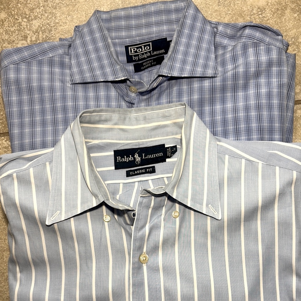 Ralph Lauren Men's Blue and White Checkered Shirt